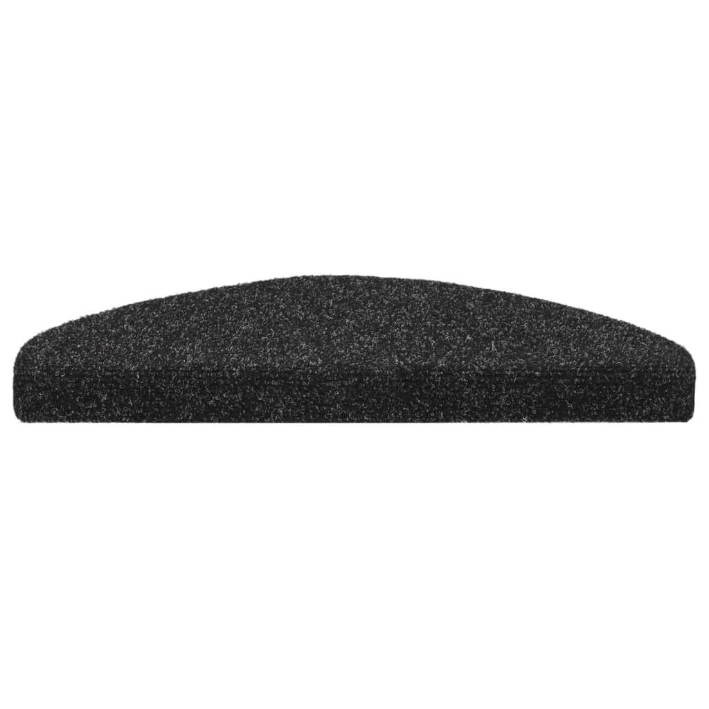 Stair Mats Self-adhesive 10 pcs 65x21x4 cm Black Half Round Large