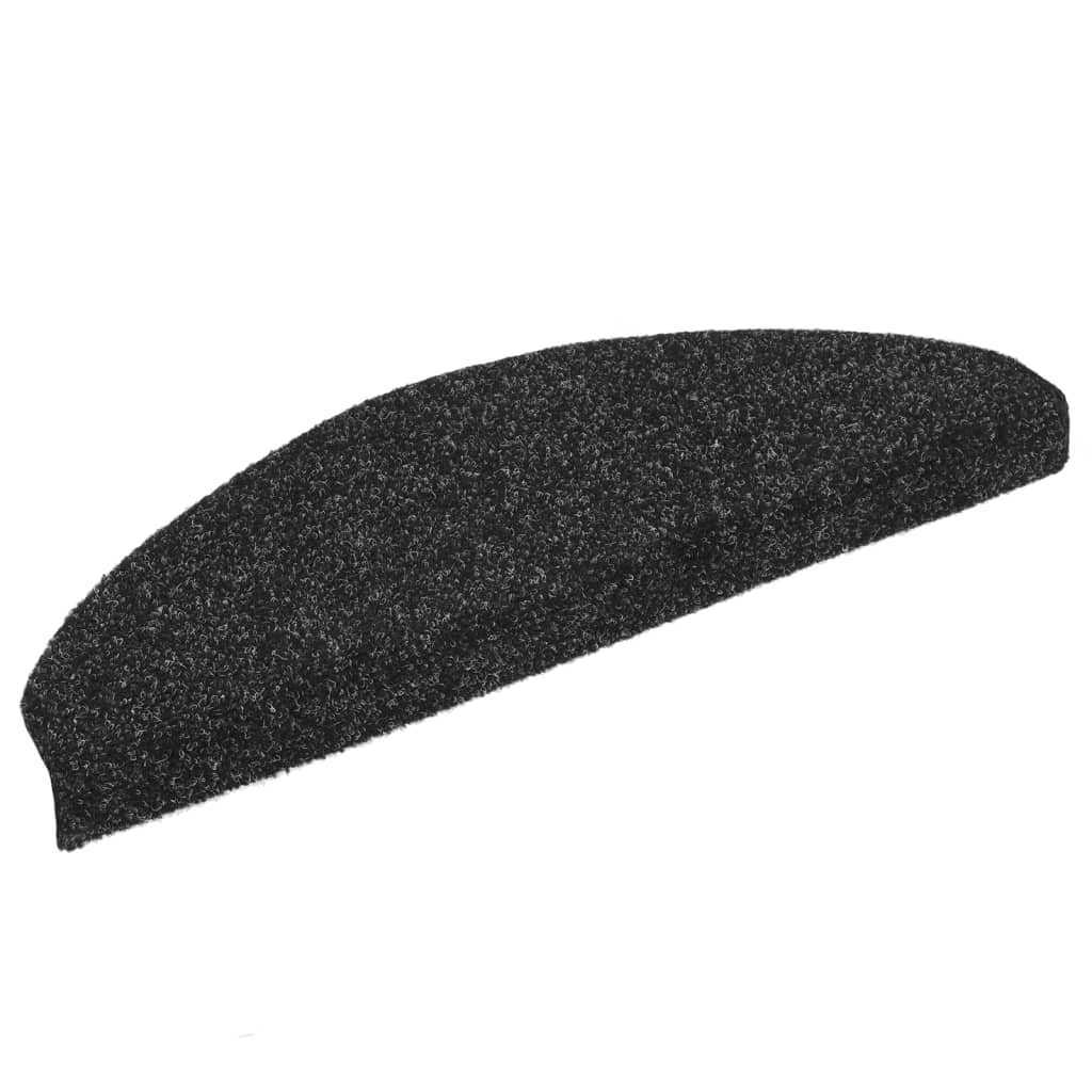 Stair Mats Self-adhesive 10 pcs 65x21x4 cm Black Half Round Large
