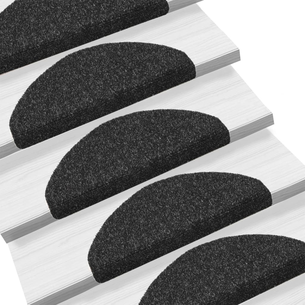 Stair Mats Self-adhesive 10 pcs 65x21x4 cm Black Half Round Large