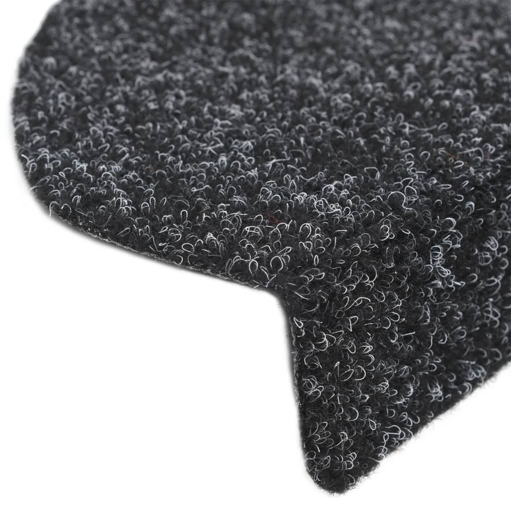 Stair Mats Self-adhesive 10 pcs 65x21x4 cm Black Half Round Large