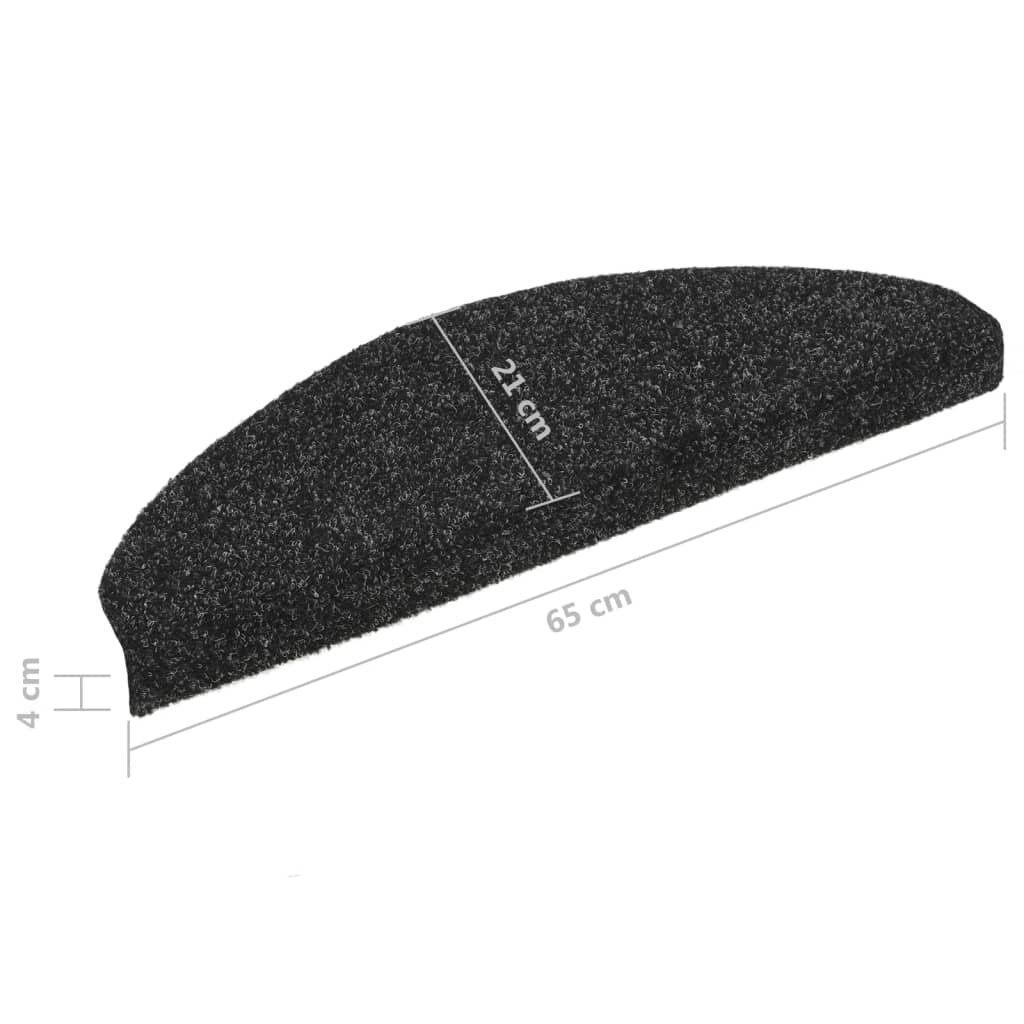 Stair Mats Self-adhesive 10 pcs 65x21x4 cm Black Half Round Large