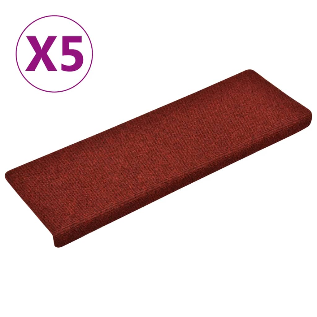Stair Mats 5 pcs Bordeaux Red 65x21x4 cm Needle Punch