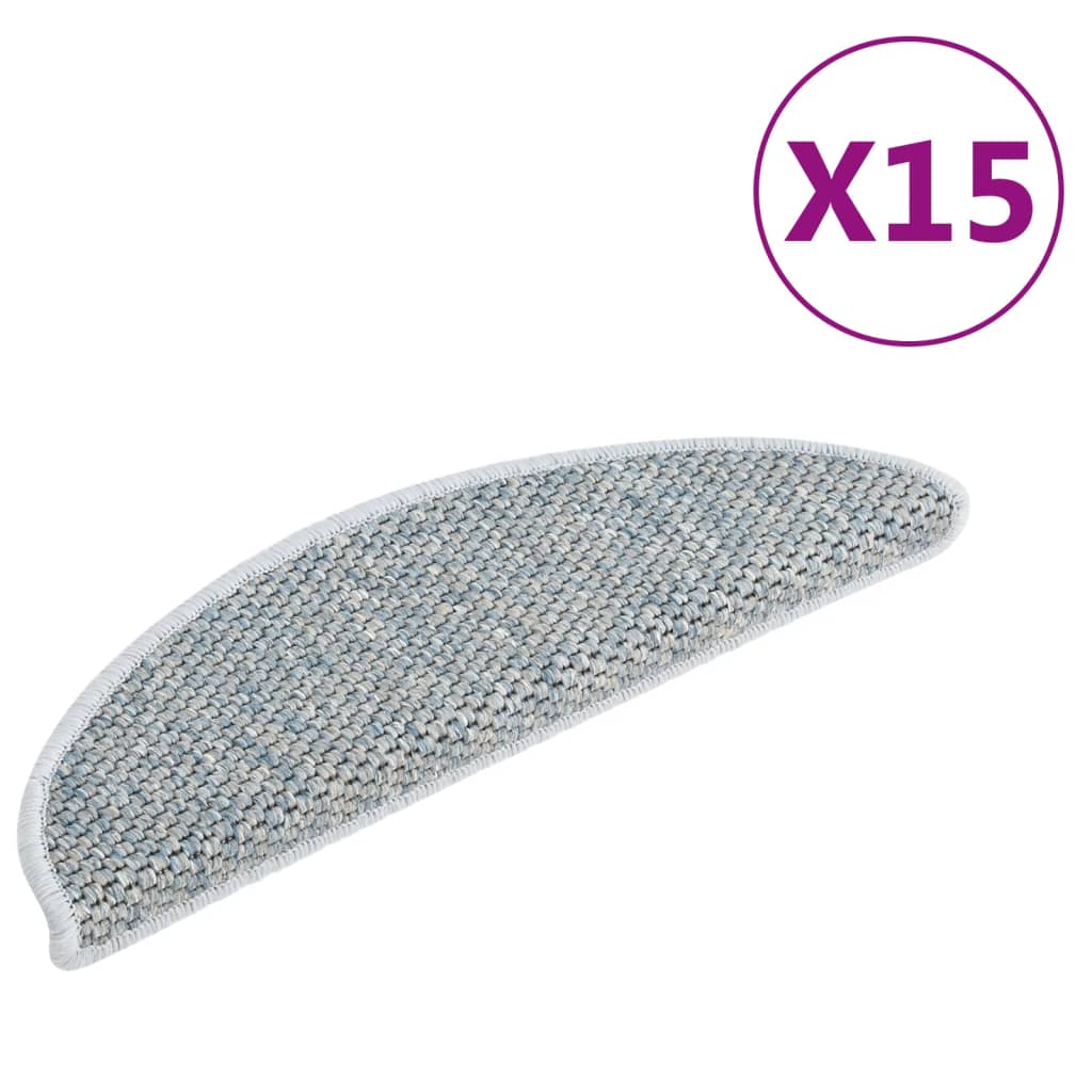 Stair Mats Self-adhesive Sisal-Look 15 pcs 65x21x4 cm Blue