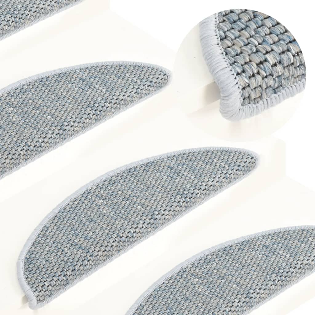 Stair Mats Self-adhesive Sisal-Look 15 pcs 65x21x4 cm Blue