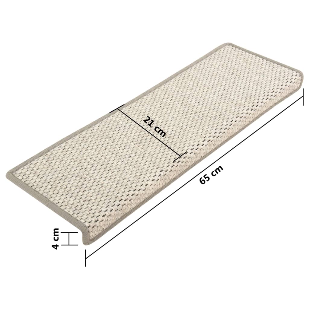 Stair Mats Self-adhesive Sisal-Look 15 pcs 65x21x4 cm Silver