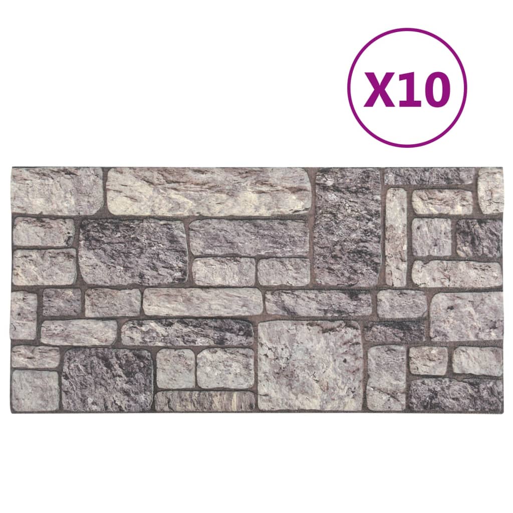 3D Wall Panels with Light Grey Brick Design 10 pcs EPS