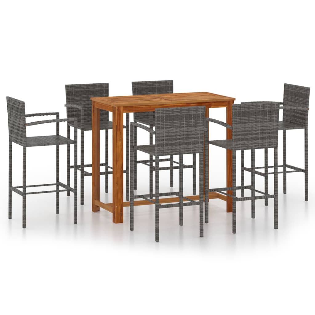 7 Piece Garden Bar Set Grey