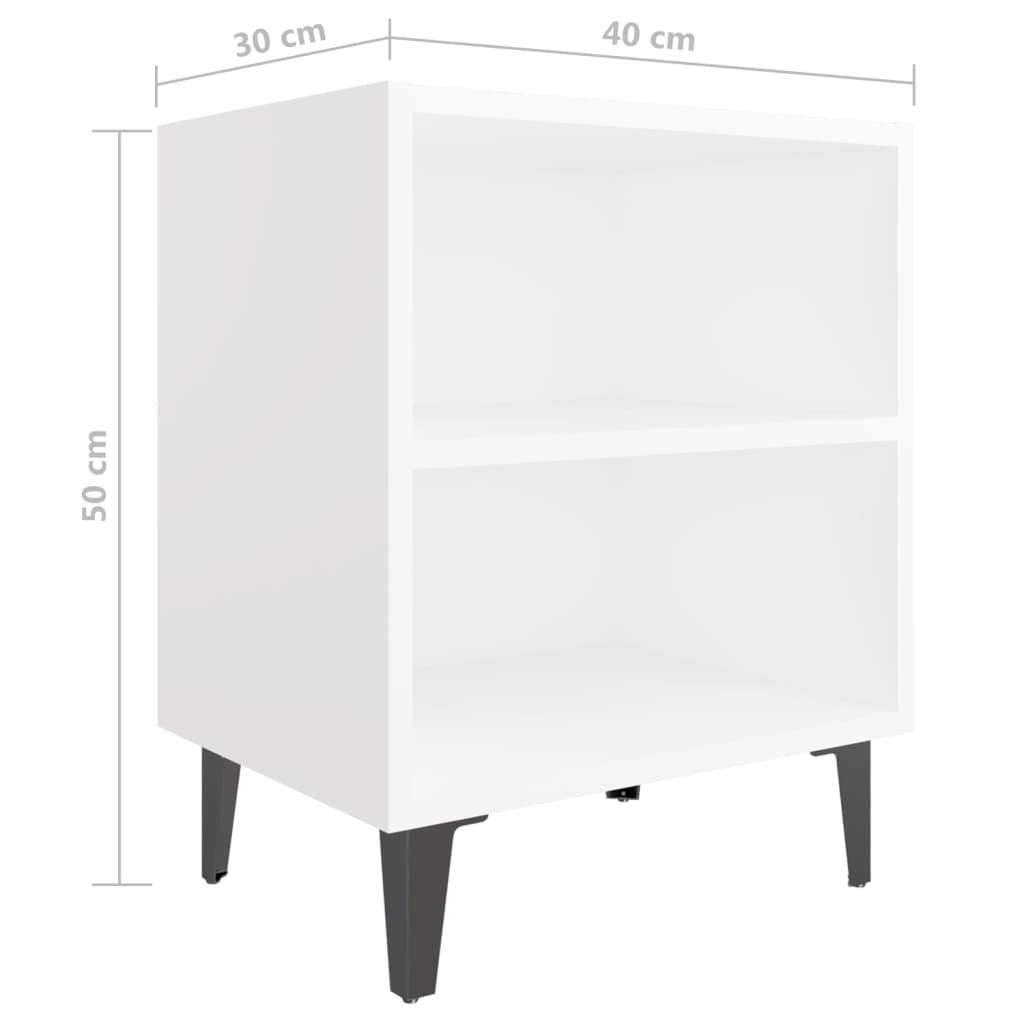 Bed Cabinet with Metal Legs White 40x30x50 cm