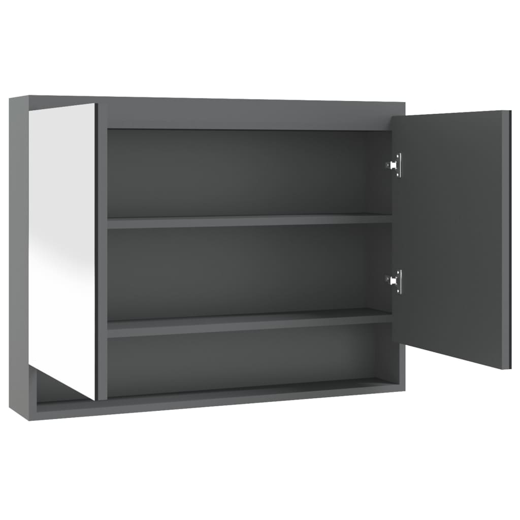 Bathroom Mirror Cabinet 80x15x60 cm MDF Grey