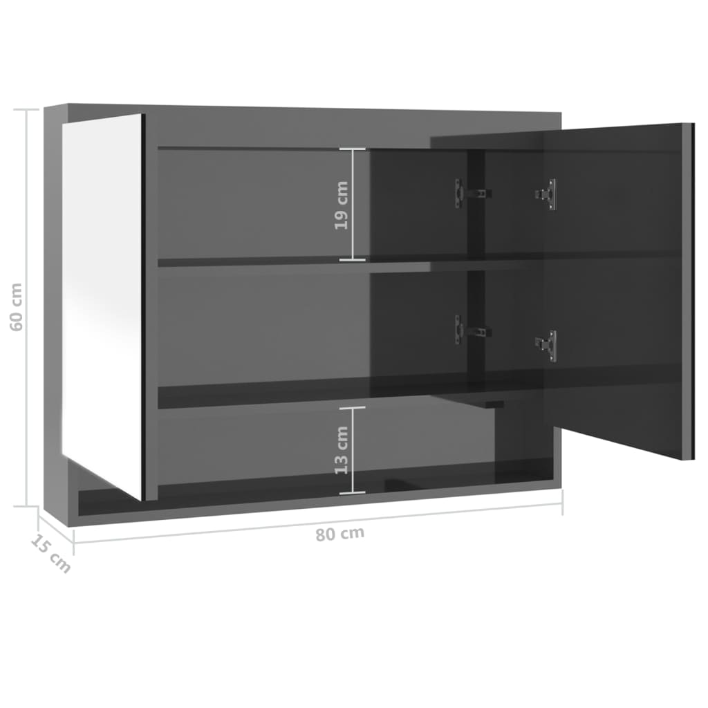 Bathroom Mirror Cabinet 80x15x60 cm MDF Grey