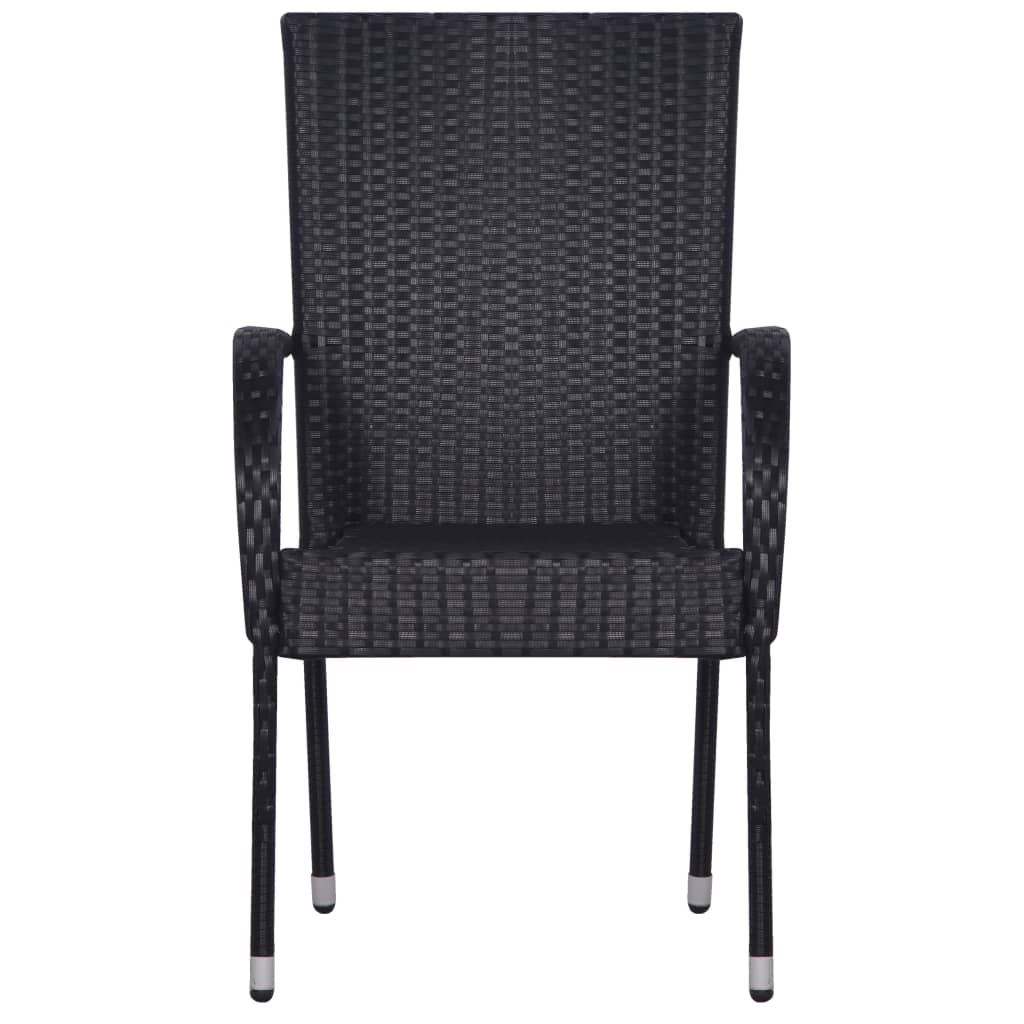 3 Piece Garden Dining Set Poly Rattan Black