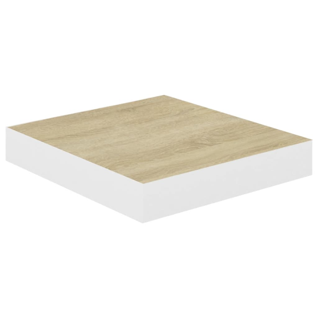 Floating Wall Shelves 2 pcs Oak and White 23x23.5x3.8 cm MDF