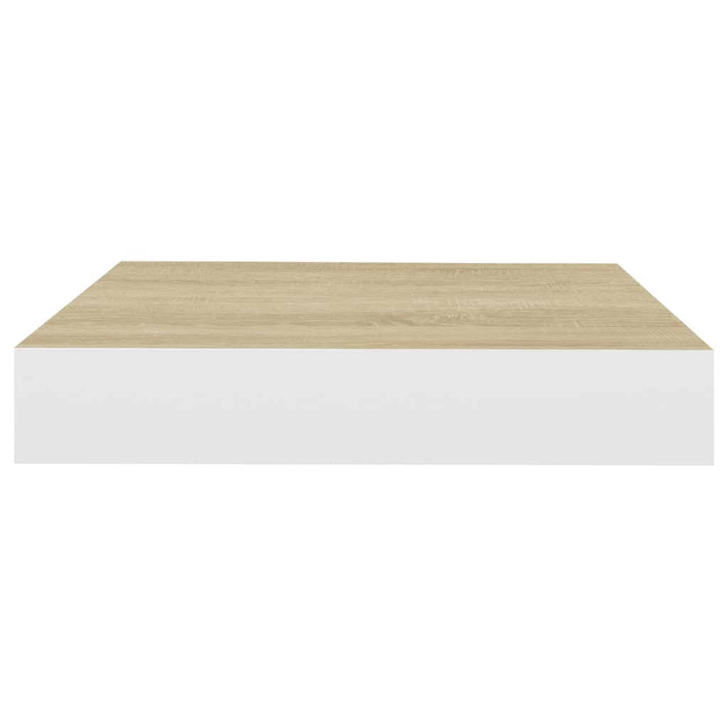 Floating Wall Shelves 2 pcs Oak and White 23x23.5x3.8 cm MDF