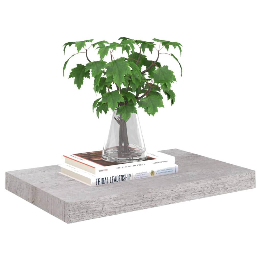 Floating Wall Shelves 2 pcs Concrete Grey 50x23x3.8 cm MDF