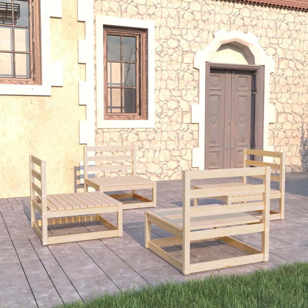 4 Piece Garden Lounge Set Solid Wood Pine
