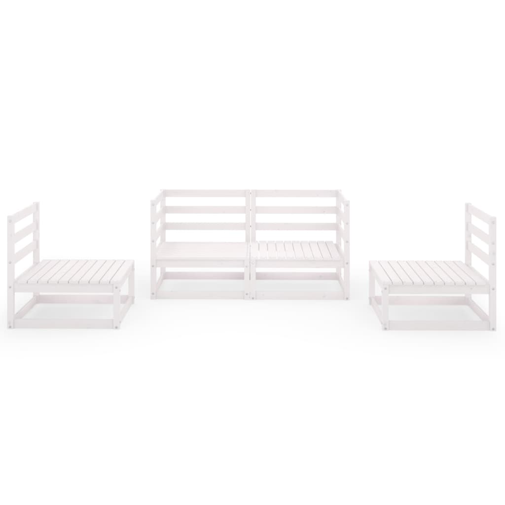 4 Piece Garden Lounge Set White Solid Wood Pine