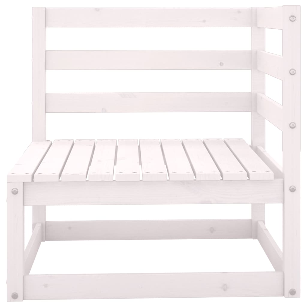 6 Piece Garden Lounge Set White Solid Wood Pine