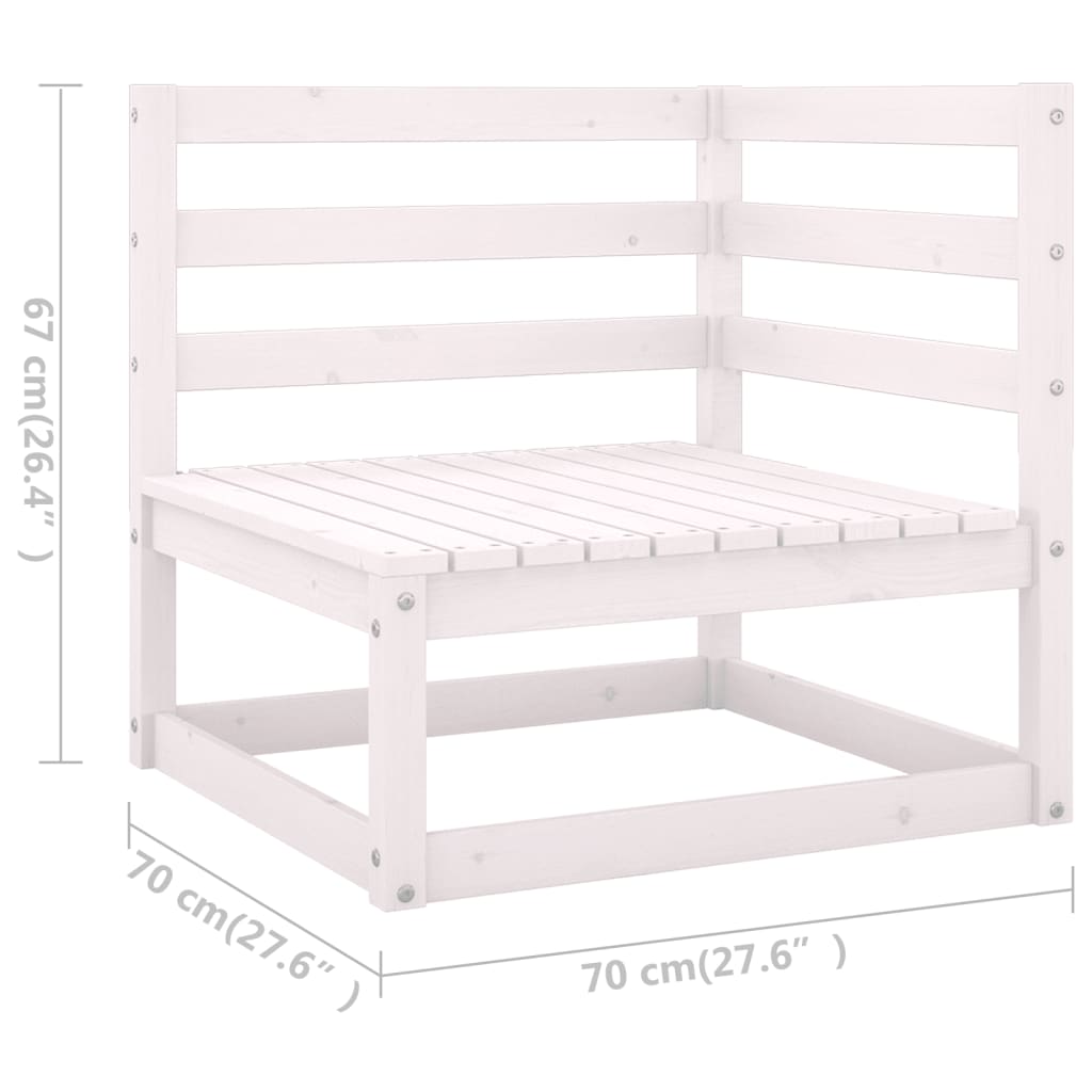 6 Piece Garden Lounge Set White Solid Wood Pine