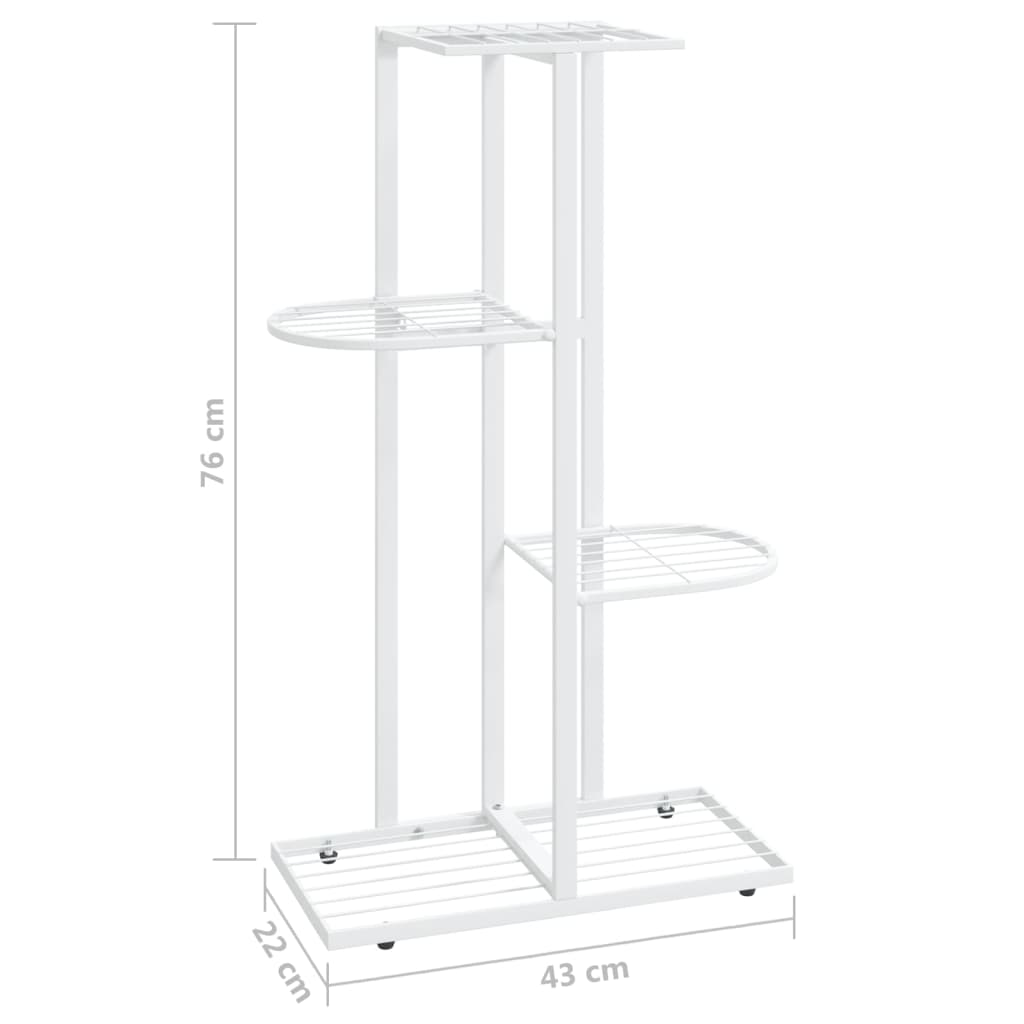 4-Floor Flower Stand 43x22x76 cm White Metal