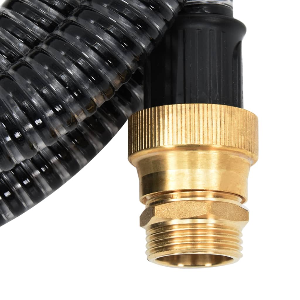 Suction Hose with Brass Connectors Black 1.1" 10 m PVC