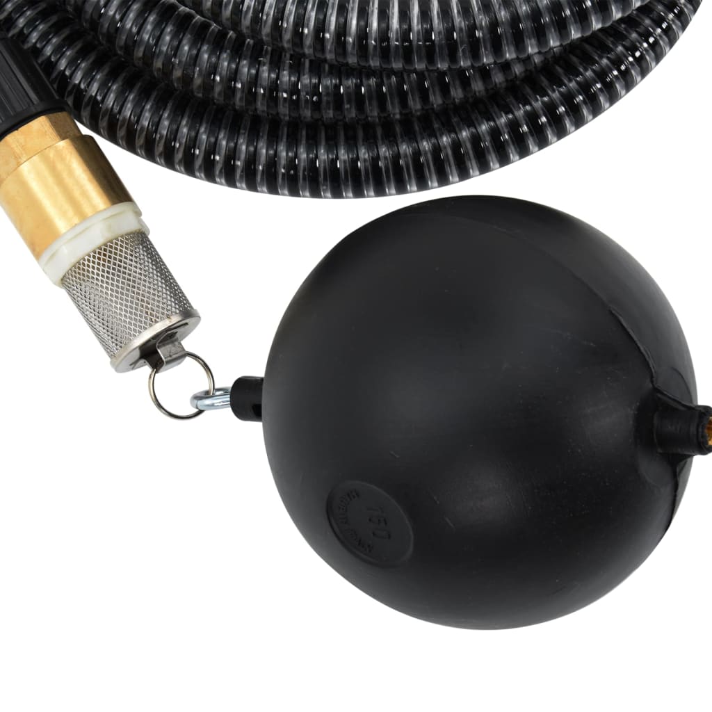 Suction Hose with Brass Connectors Black 1.1" 10 m PVC