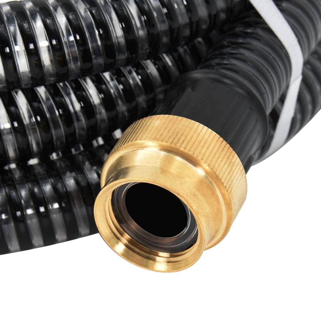 Suction Hose with Brass Connectors Black 1.1" 10 m PVC