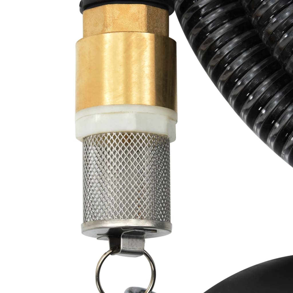 Suction Hose with Brass Connectors Black 1.1" 10 m PVC