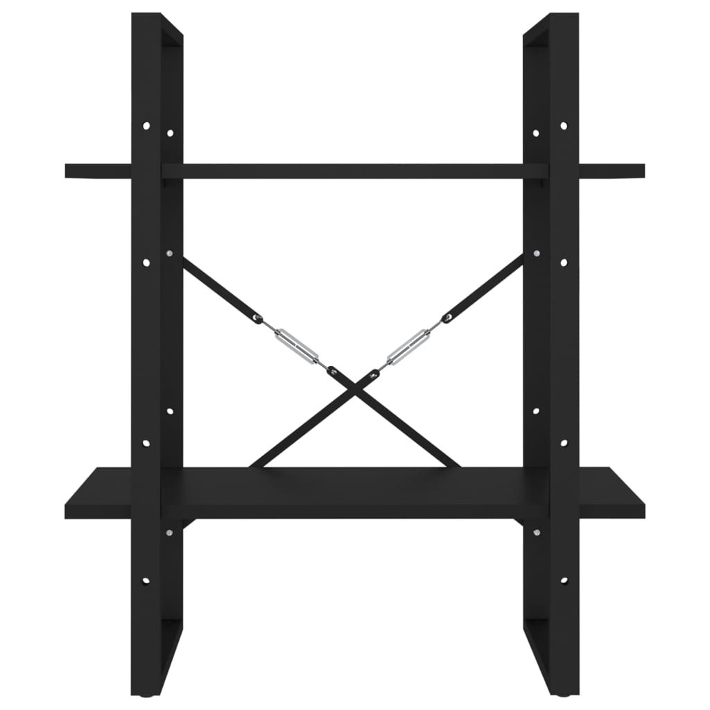 2-Tier Book Cabinet Black 60x30x70 cm Engineered Wood