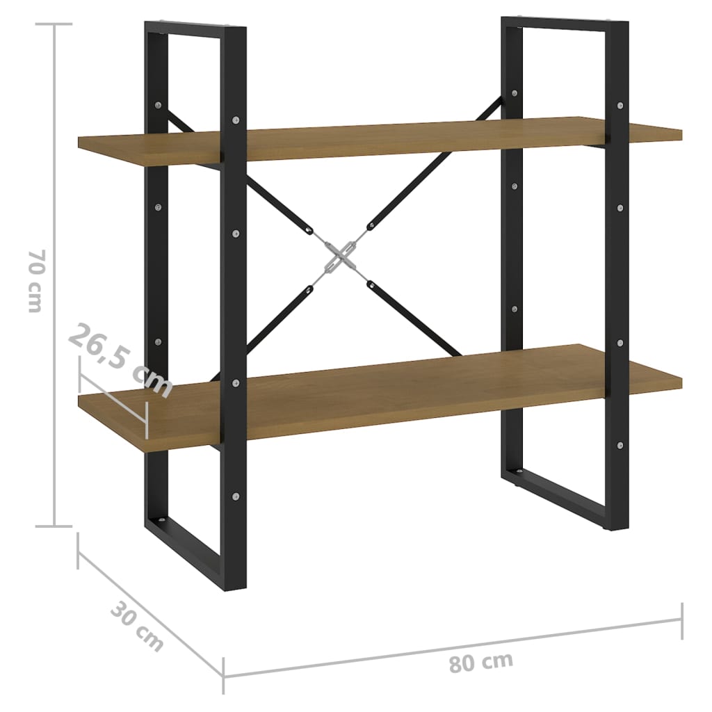 2-Tier Book Cabinet 80x30x70 cm Solid Pine Wood