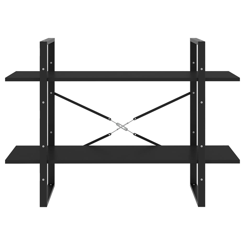 2-Tier Book Cabinet Black 100x30x70 cm Engineered Wood