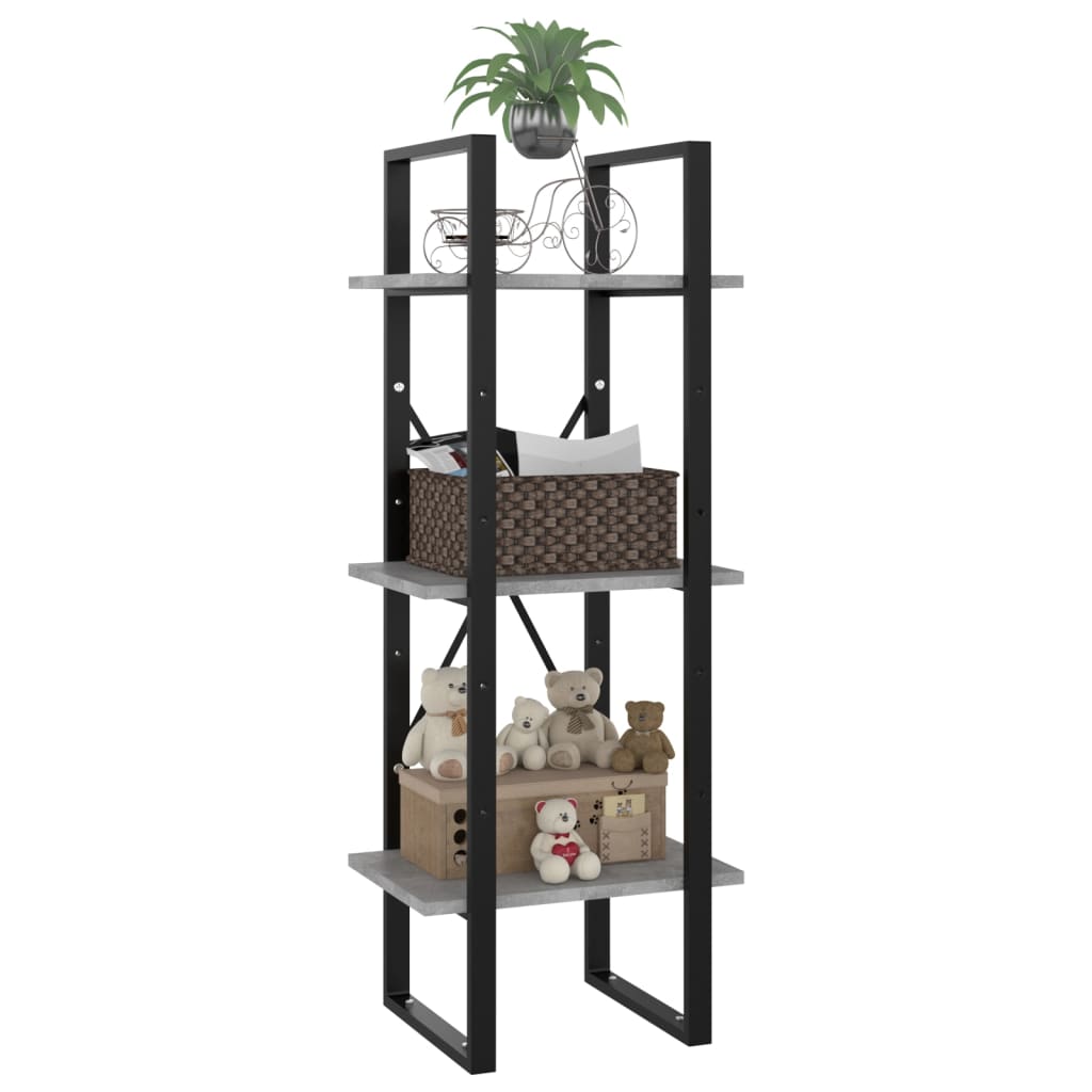 3-Tier Book Cabinet Concrete Grey 40x30x105 cm Engineered Wood