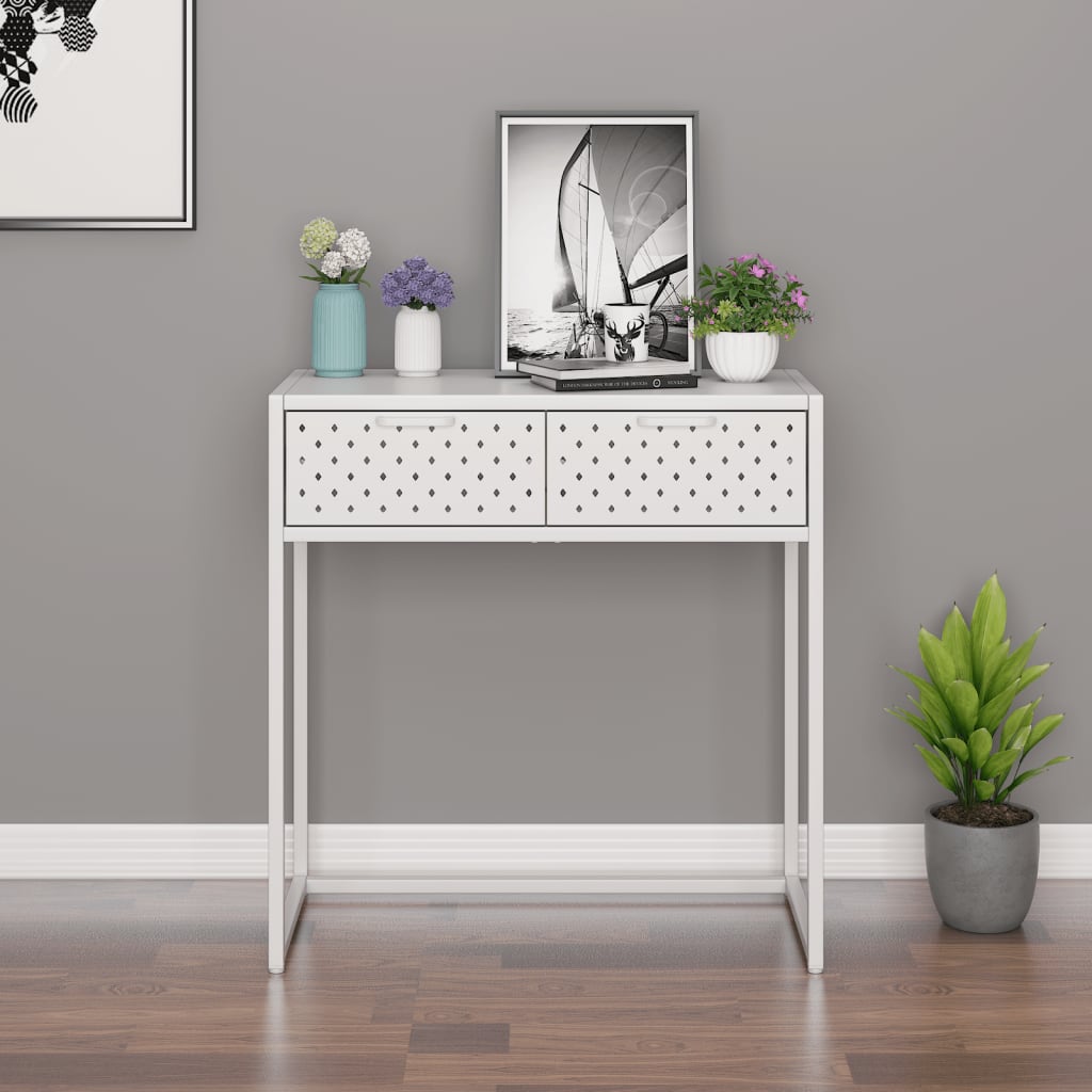 Console Table White 72x35x75 cm Steel
