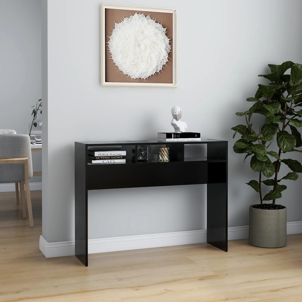 Console Table Black 105x30x80 cm Engineered Wood