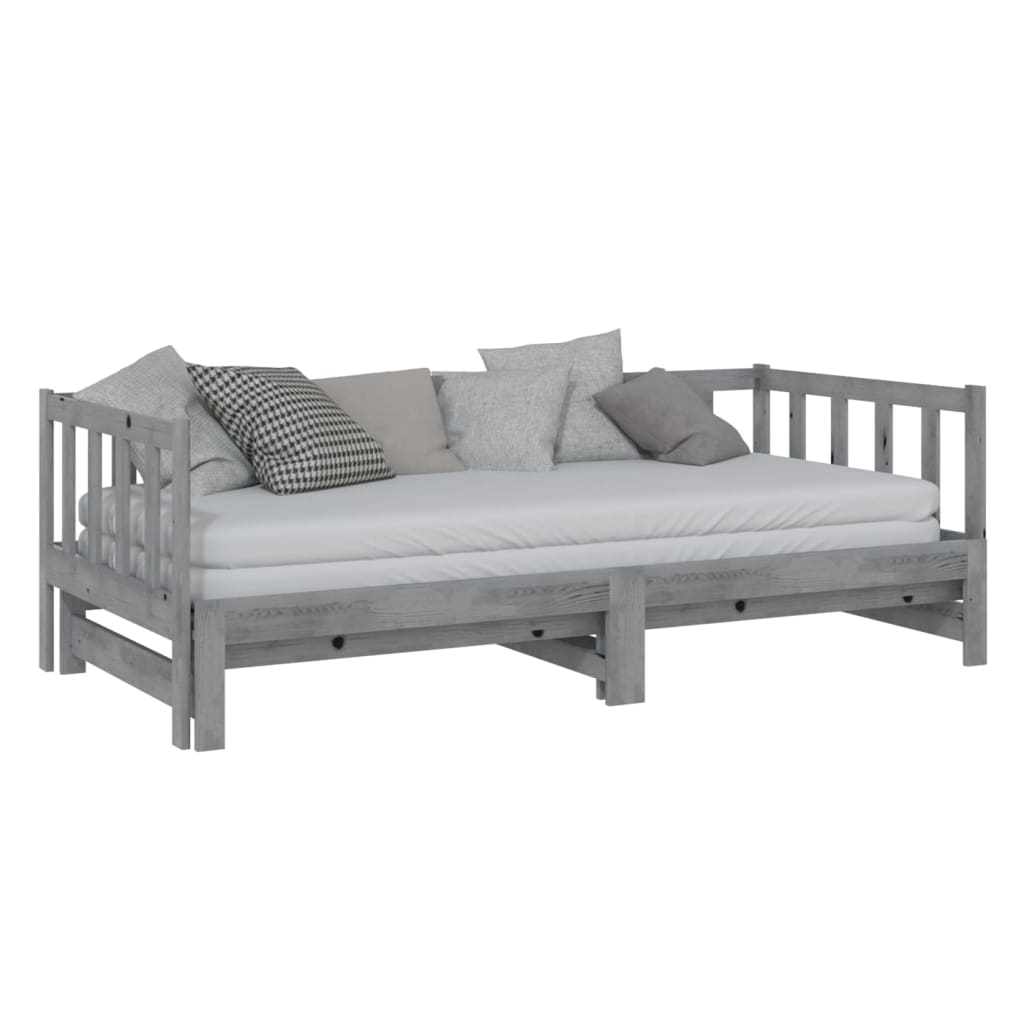 Pull-out Day Bed without Mattress Grey 2x(90x200)cm
