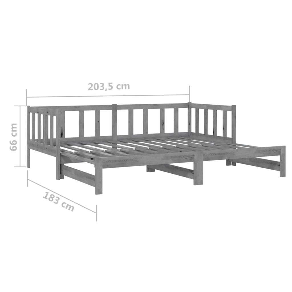 Pull-out Day Bed without Mattress Grey 2x(90x200)cm