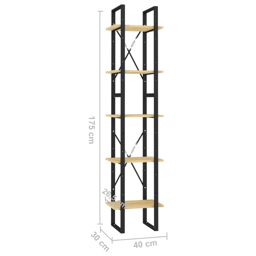 5-Tier Book Cabinet 40x30x175 cm Pinewood