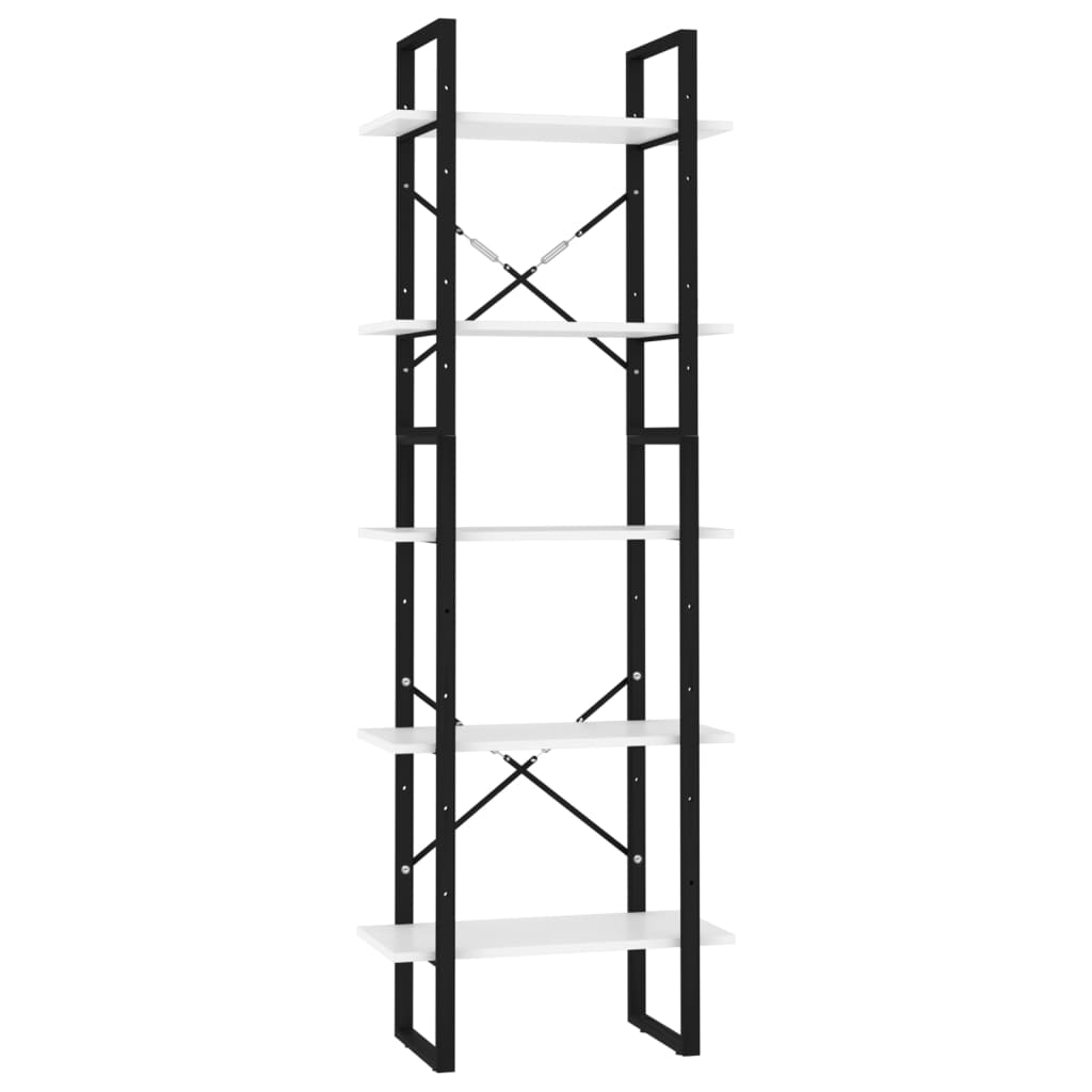 5-Tier Book Cabinet White 60x30x175 cm Engineered Wood