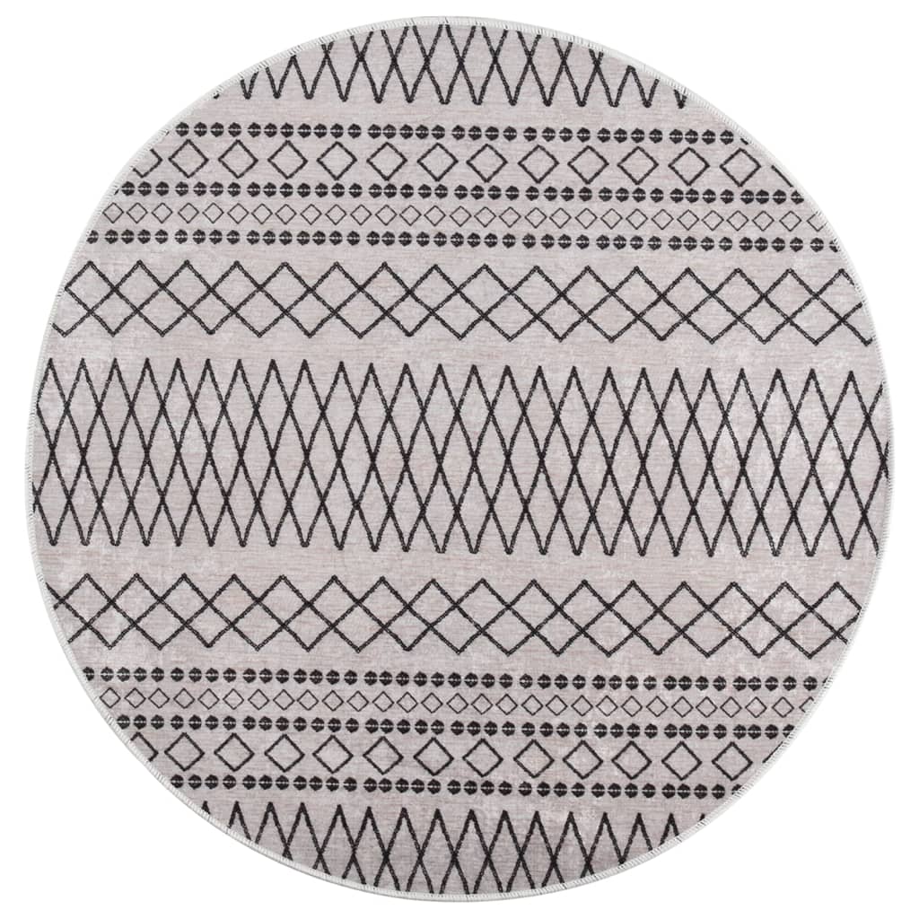Rug Washable φ120 cm Black and White Anti Slip