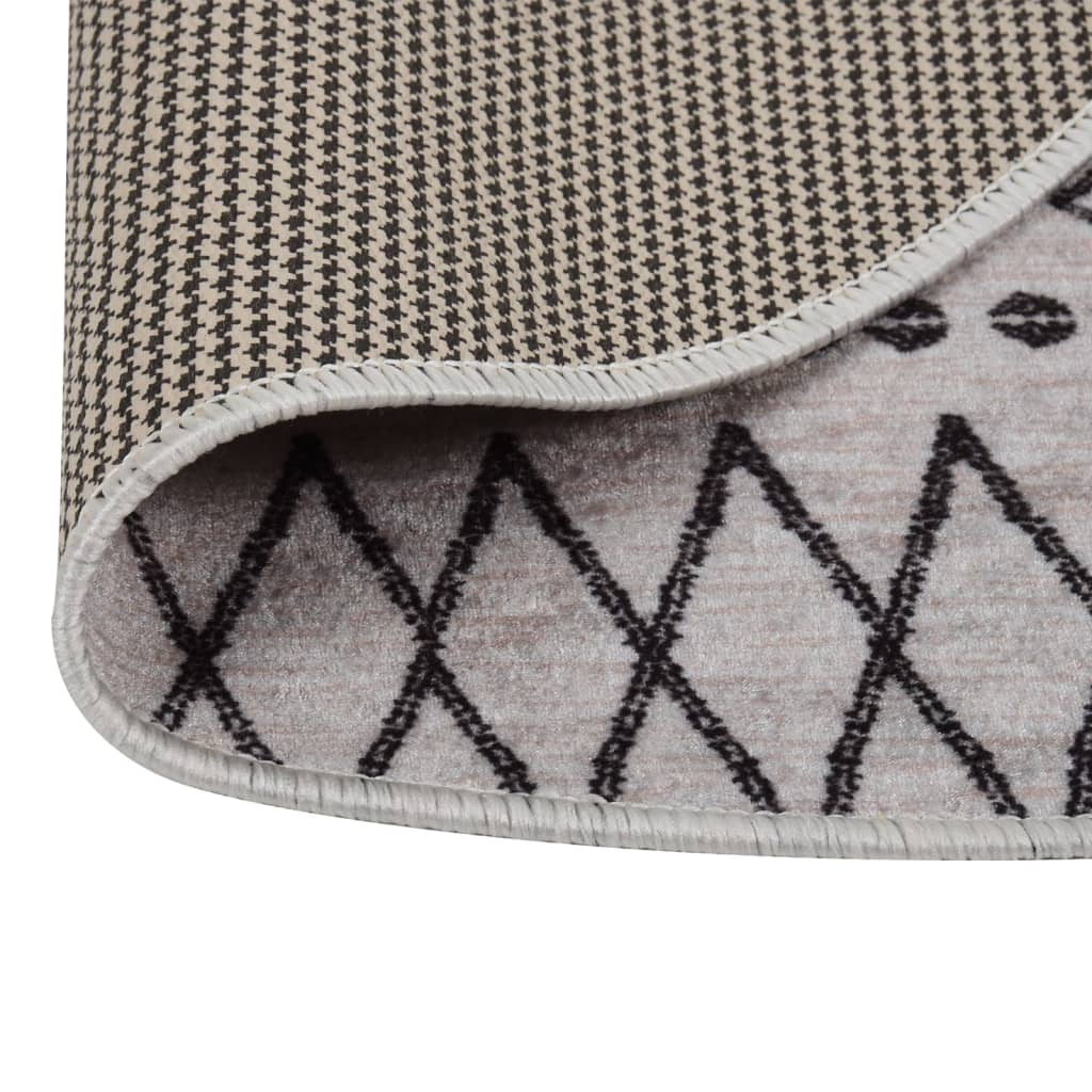 Rug Washable φ120 cm Black and White Anti Slip
