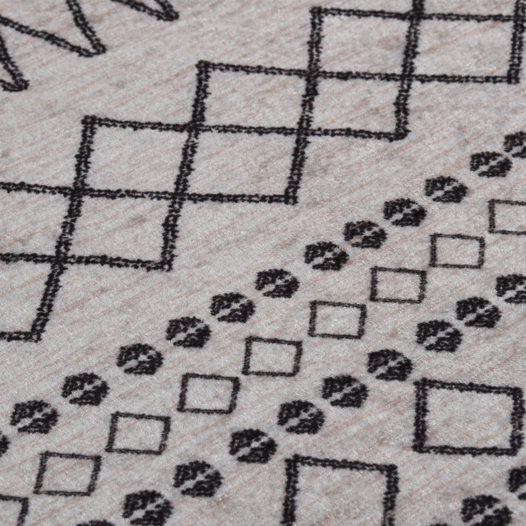 Rug Washable φ120 cm Black and White Anti Slip