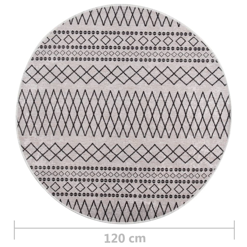 Rug Washable φ120 cm Black and White Anti Slip