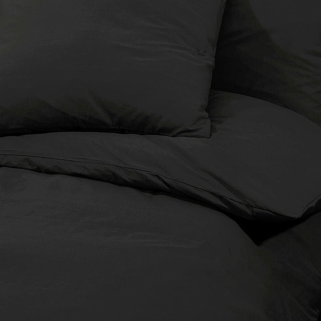 Duvet Cover Set Black 225x220 cm Light-weight Microfiber