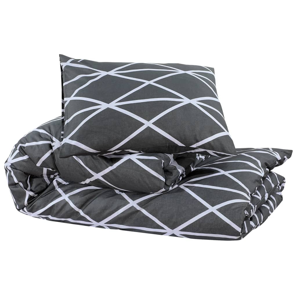 Duvet Cover Set Grey 225x220 cm Cotton