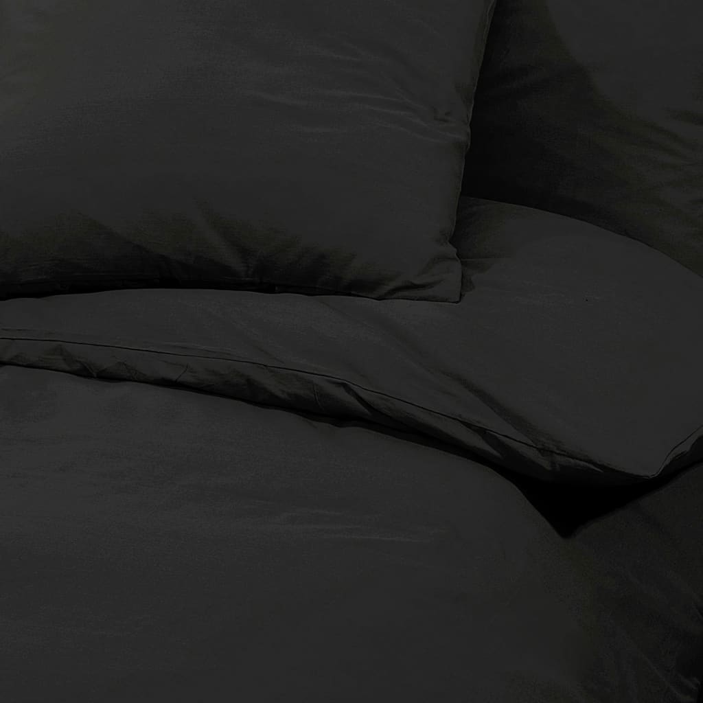 Duvet Cover Set Black 240x220 cm Cotton