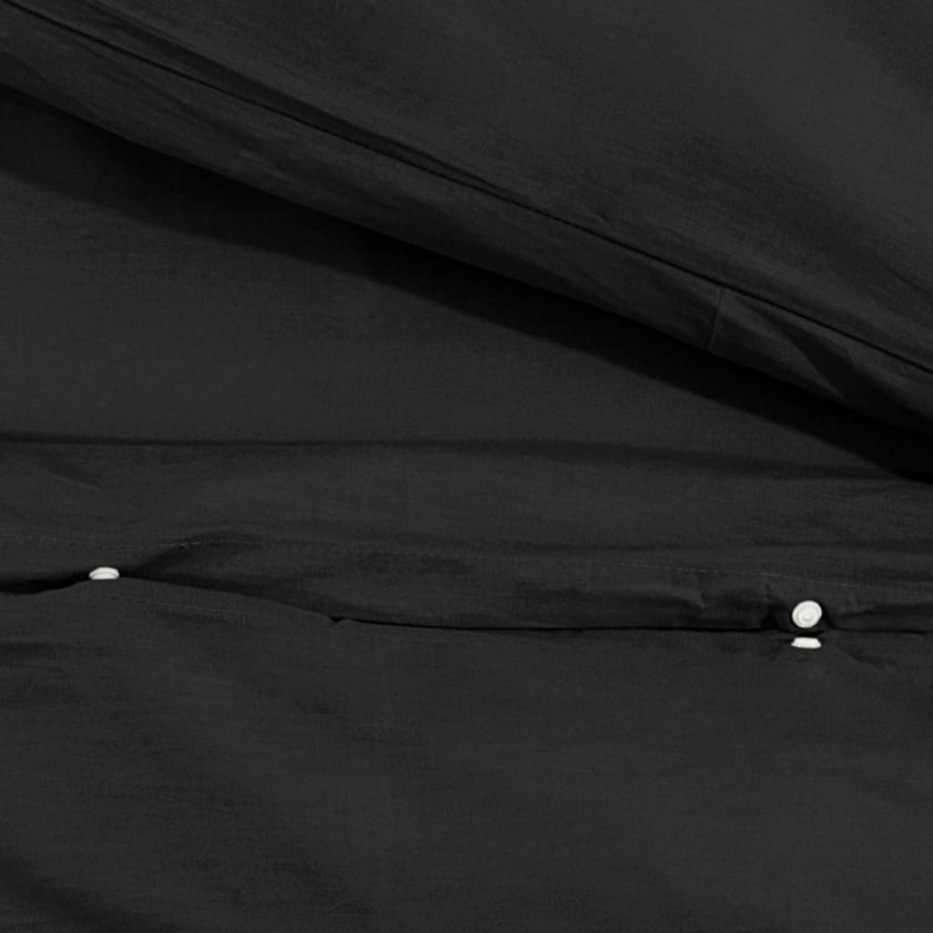 Duvet Cover Set Black 240x220 cm Cotton