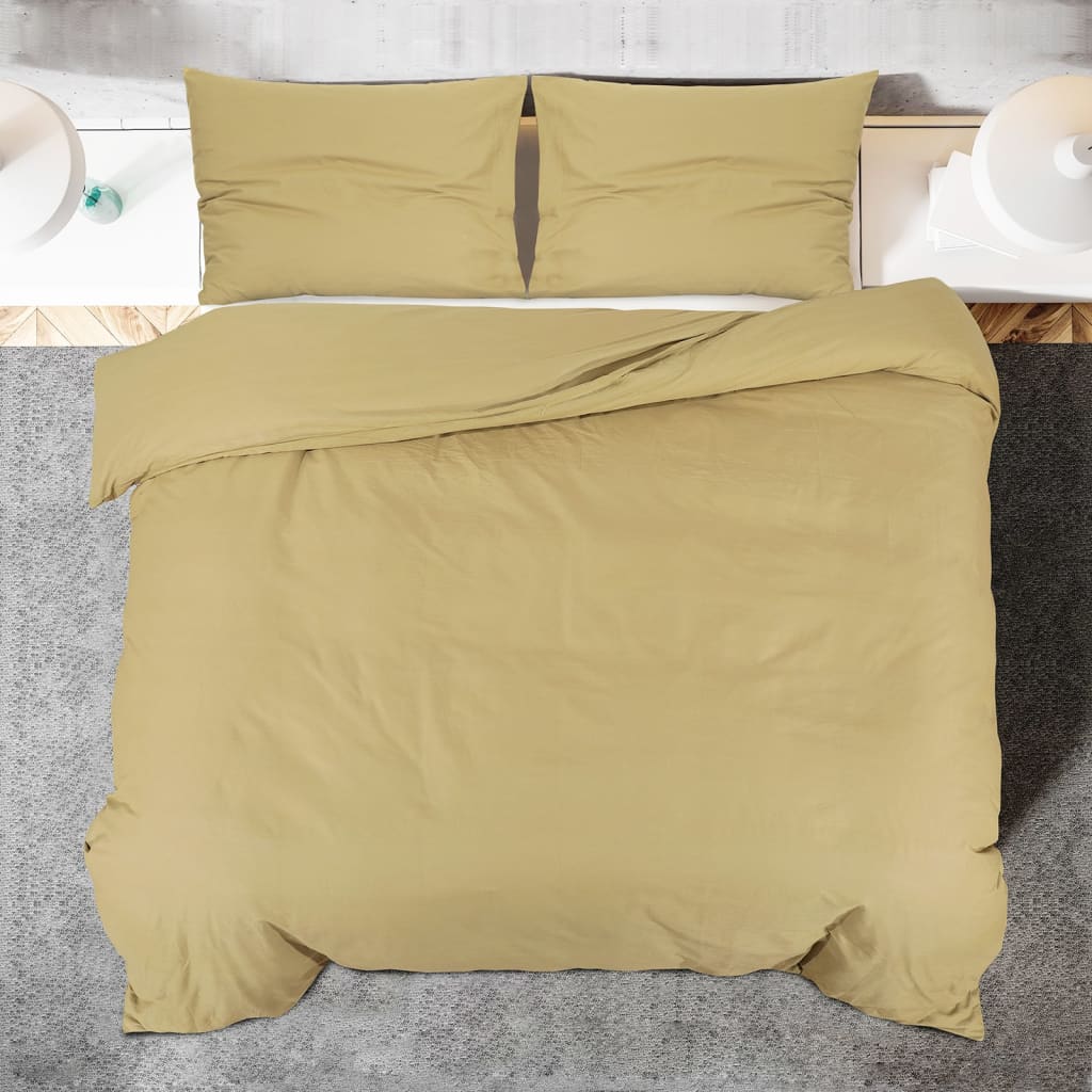 Duvet Cover Set Taupe 135x200 cm Cotton