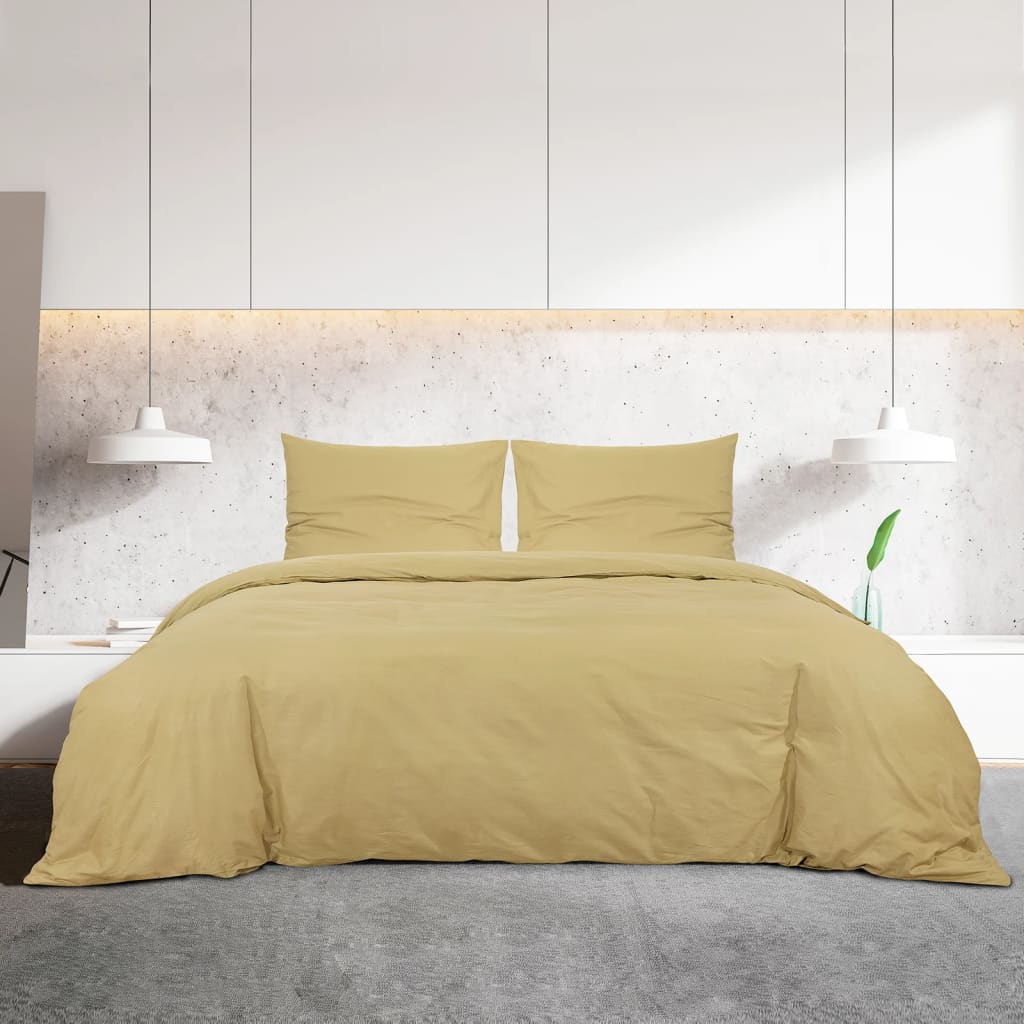 Duvet Cover Set Taupe 135x200 cm Cotton