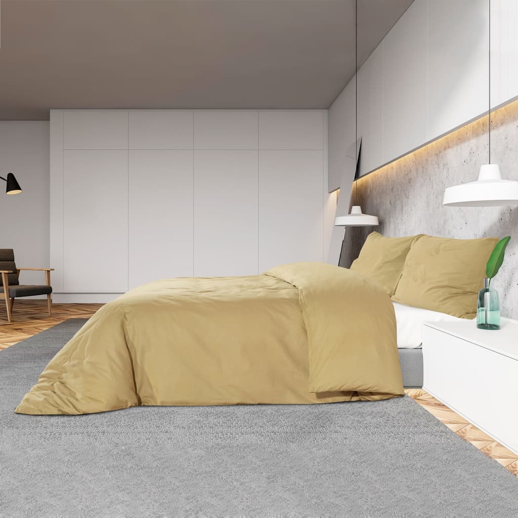 Duvet Cover Set Taupe 135x200 cm Cotton