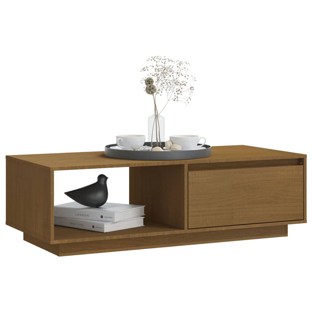 Coffee Table Honey Brown 110x50x33.5 cm Solid Pinewood