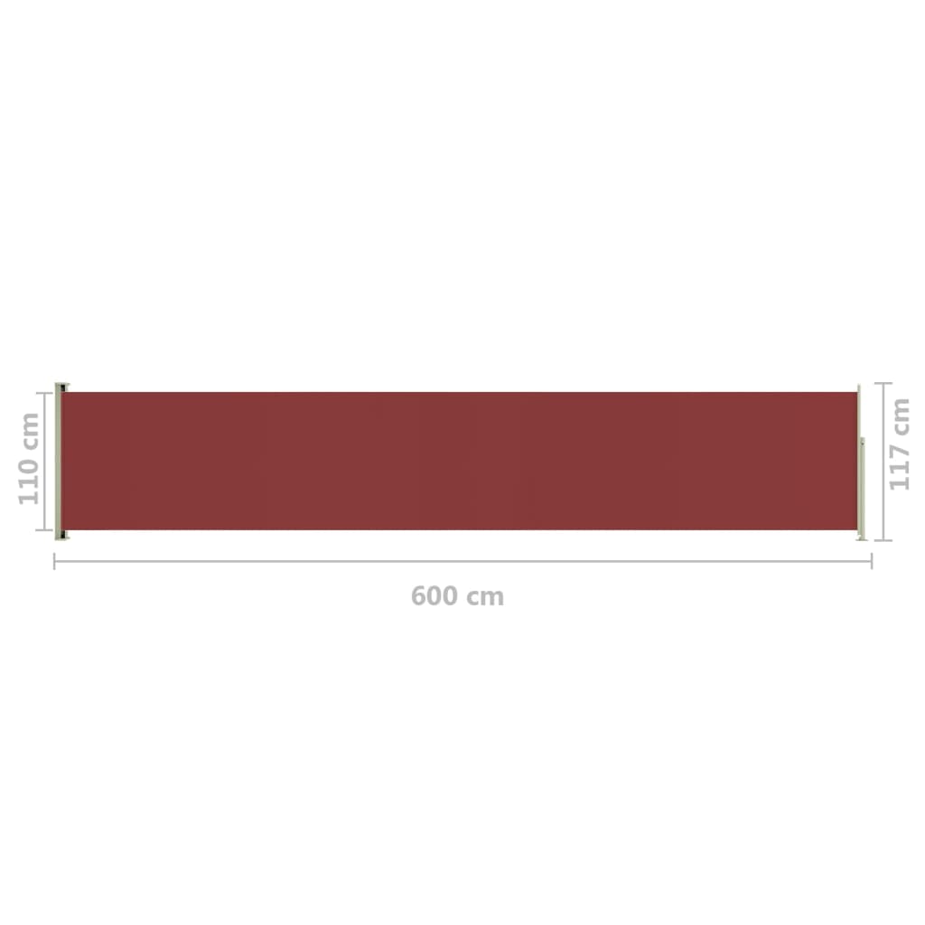 Patio Retractable Side Awning 117x600 cm Red